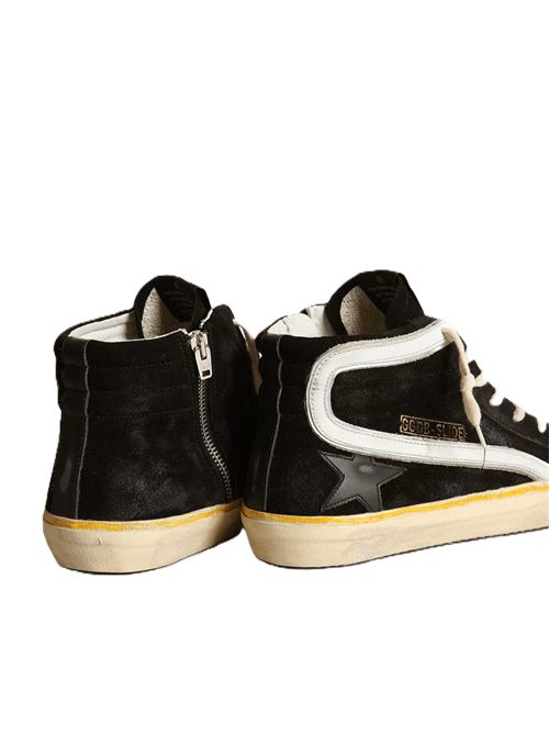 Golden Goose Slide Penstar Uomo in suede nero con stella nera e virgola bianca Golden Goose | GMF00211F00337890178